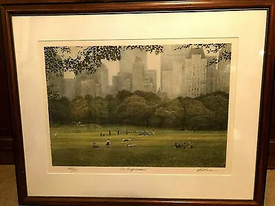 $1399 • Buy Harold Altman Lithograph  The Sheepmeadow  Central Park New York