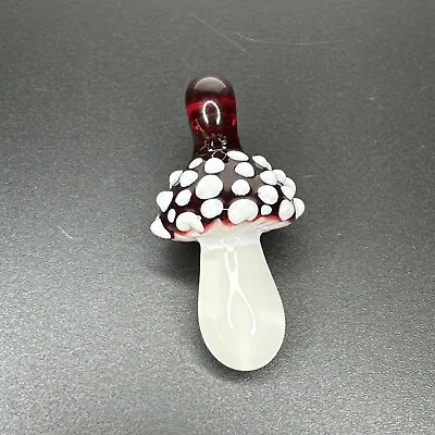 Handmade Art Glass Red White Mushroom Pendant Sculpted Focal Bead Lampwork Boro • $29.74