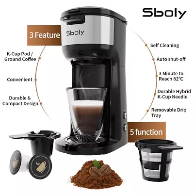 Sboly Single Service Coffee Maker K-Cup Brewer Pod&Ground Percolators Coffee Pot • $59.99