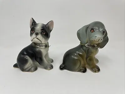 Lot Of Vintage Ceramic Japan Dogs Dachshund & Boston Terrier With Nameplates • $24.99