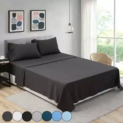 $23.99 • Buy 2000TC Ultra Soft 4Pcs Bed Flat Fitted Sheet Set Bed Single/KS/Double/Queen/King