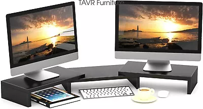 TAVR 3 Dual Wooden Monitor Stand Risers With Length And Angle Adjustable • $32.99