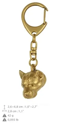 Amstaff - Gold Plated Keyring With Image Of A Dog Art Dog AU • $116.94