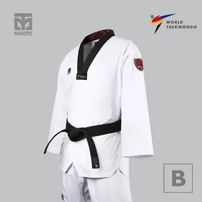 MOOTO BS4.5 Uniform With Black V-Neck WT (World Taekwondo) TKD 4.5 Dobok • $65.80