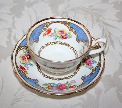 Rare Antique Hammersley 481 Bone China Blue Floral Sprays Cup & Saucer • £10.49