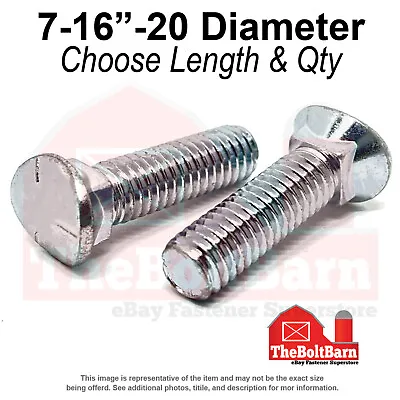 7/16 -20 Grade 5 Elliptical Head Plow Bolts Zinc (Choose Length & Quantity) • $12.42