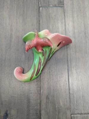 $9.99 • Buy Vintage Wall Pocket Duck Bird Cat Tails Bulrushes 7  Ceramic 