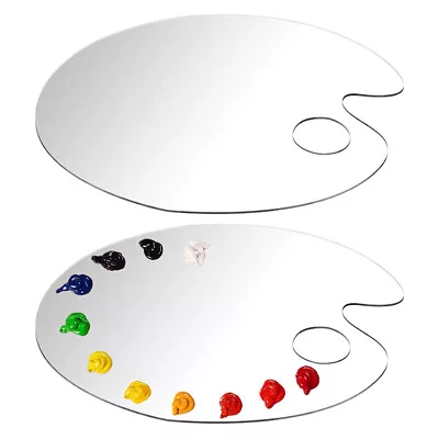 2x Oval Kidney Clear Acrylic Oil Paint Palette Artist Thumb Hole Painting Mixing • £6.81