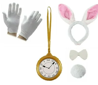  Wonderland WHITE RABBIT COSTUME Adult Kids Fancy Dress Hare Book Week Outfit UK • £6.18