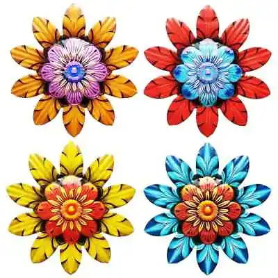 Colourful 3d Metal Flower Wall Art Garden Wall Fence Hanging Decoration • £4.98