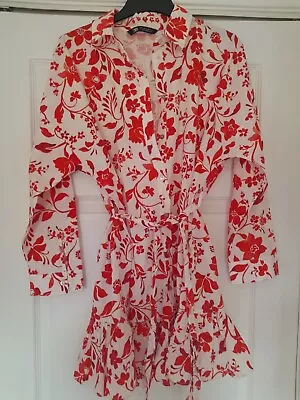  Zara Floral  Print Mini Shirt  Dress Size XL  • £23