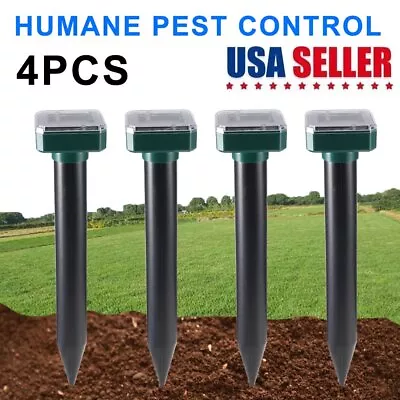 4 Pack Solar Power Ultrasonic Mice Gopher Mole Pest Snake Repellent Repeller US • $13.99