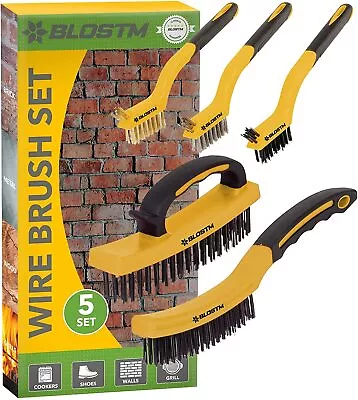 £11.99 • Buy Wire Brush Assorted Set Of 5 Nylon Stainless Steel Brass Bristles Cleaning