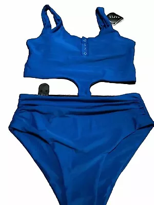 ZAFUL Women's High Waisted Bikini Scoop Neck Swimsuit 2 Pieces Swimwear Size S • $9.71