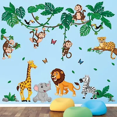 £16.99 • Buy DECOWALL DSL-8069 Jungle Animals Nursery Kids Removable Wall Stickers Decal