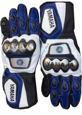 Yamaha R1 R4 Blue Motorbike Riding Leather Motorcycle Gloves Made With Kevlar • $119.99