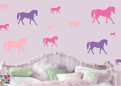 £6.99 • Buy Horses Pink & Purple - Pack Of 16 Wall Stickers Murals Pony Horse Ponies Decals