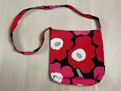 Pink MARIMEKKO Unikko Vintage Canvas Crossbody Shoulder Bag Floral Poppy Print • $61.03