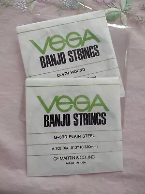 Vintage VEGA Banjo String Pk C-4th G-3rd CF Martin & Co. Inc. NOS Original Pack • $6