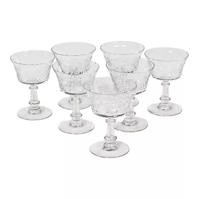 Fostoria Crystal Champagne Sherbet Cups 5  Tall Vintage  Stemware Set Of 7 • $54.10