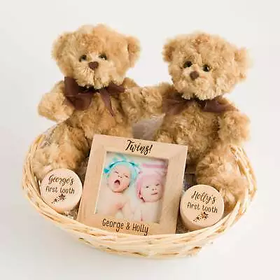 Personalised Double Deluxe Twin New Baby Gift Basket | Hamper • £39.99