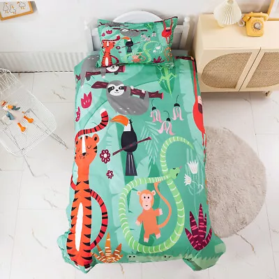 3D Monkey Snake Koala Crow Green Quilt Cover Set Duvet Cover Bedding Pillowcases • $67.49