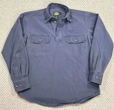 Vintage Cabelas Popover Shirt S Reg Rugged Cotton Canvas Malpai Style Steel Blue • $29.99