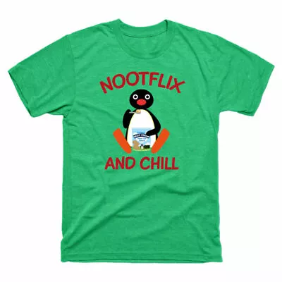 And Nootflix Penguins Funny Pingu Tee Chill Men's Humor T Top Gift Cotton Shirt • $30.79