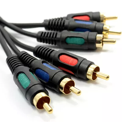 1m Component Video RGB YUV 3 Phonos To 3 RCA Phono Cable Lead [002807] • £4.40