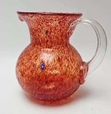 Hand Blown Glass Pitcher Red Confetti Splatter  Murano Style  • $26.80