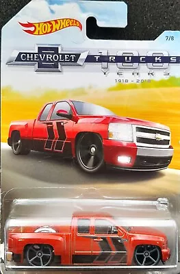 Hot Wheels 2018 Chevy Silverado Red 100 Years Of Chevy Trucks 7/8 New Long Card • $9.95