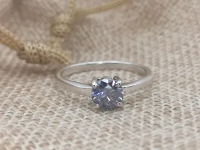 Celestial Blue Coated Moissanite Ring Rhodium Overlay Sterling Silver 0.94Ct S • £55.99