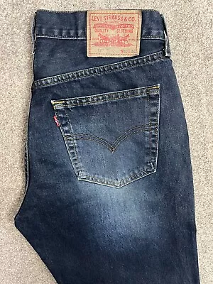 Levis 527 Low Boot Cut Denim Jeans Mens W32 L34 Dark Blue Red Tab #1 • £0.99