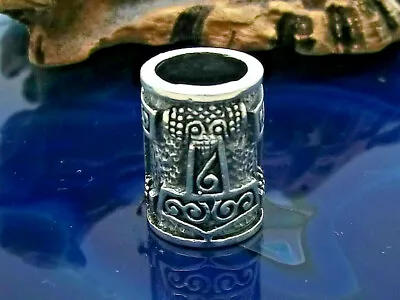 Thor's Hammer Beard Bead Hair Bead 925 Sterling Silver Ø 7mm Celts Vikings Thor • £16.18