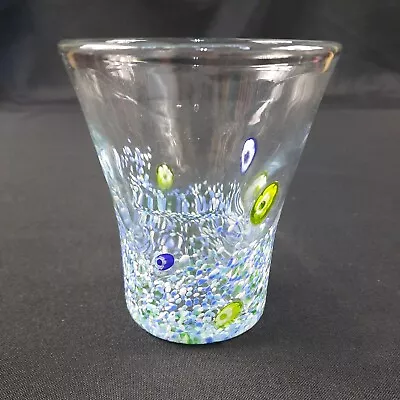 AMICI HAND BLOWN MONET GLASS GOBLET Decorated Floating Flower Design Art • $14.99