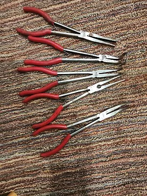 Nice 5pc Lot Assorted Mac Tool Pliers - Hose Ring Needle Nose Angle Duck Bill • $121