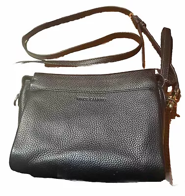 Vince Camuto Black Leather Crossbody Purse Removable Strap Clutch 8x5.5” Bag • $25.99