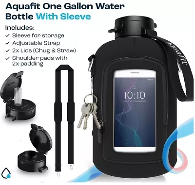  1 Gallon Water Bottle AQUAFIT With Time Marker 128 Oz Water Bottle With Straw • $39.99