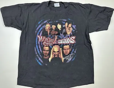 Vintage 90s Maximum Rock Tour 1999 Motley Crue Scorpions Band Shirt Large • $59