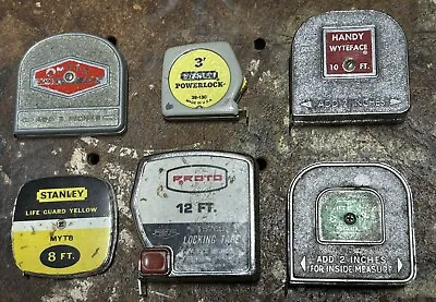 Vintage Tape Measure Lot Of 6 Stanley Wyteface Omega Lufkin Proto Handy 3’ 8’ 10 • $10