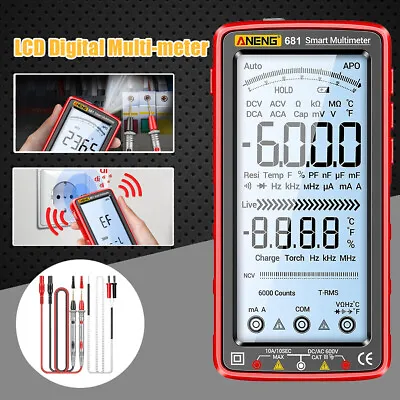 Smart LCD Digital Multimeter AC/DC Voltage Tester Resistance Meter 6000 Counts • £17.98