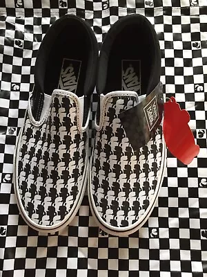 NEW VANS KARL LAGERFELD CLASSIC SLIP ON SHOES US Boys 3.5 WOMENS 5 CHECKER Black • $55