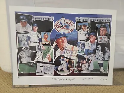 New York Ny Yankees Mickey Mantle Auto Signed #/2401 Lithograph W/ Coa 26x20 Sp • $159.95