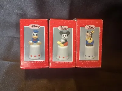 ✅Miniature Mickey Donald & Goofy Figurine Thimble Walt Disney Schmid 2” • $25.49