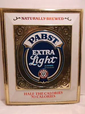 VINTAGE PABST BLUE SIGN RIBBON EXTRA LIGHT Beer Sign Plastic Over Cardboard • $29.95