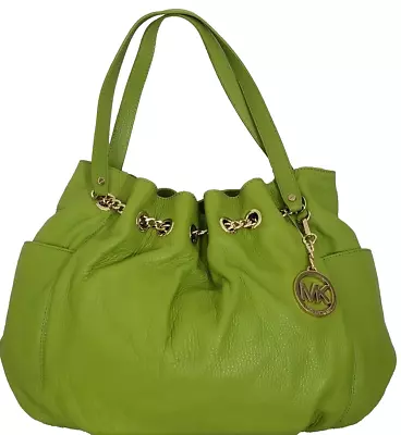 🌞michael Kors Jet Set Chain Lime Green Leather Ring Lg Shoulder Tote Bag🌺nwt! • $213.89