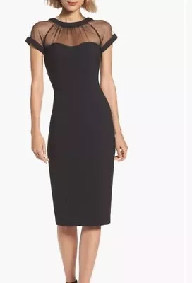 Maggy London Illusion Yoke Black Cocktail Dress Size 6 New • $39