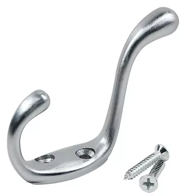 Rok Heavy Duty Brushed Chrome Home Wall Closet Towel Coat Double Hook Hanger • $6.72