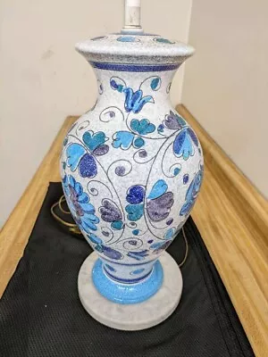 Vtg. MCM Italian Art Pottery Ginger Jar Lamp With Marble Base. • $400