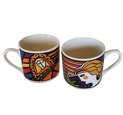 Vitromaster Metropolitan Stoneware Espresso Demitasse Tea Cups Art Deco Set Of 2 • $16